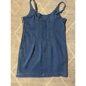 No Boundaries Mini Dress Women Size L 12/14. Blue Stretch Denim Fitted Sheath
